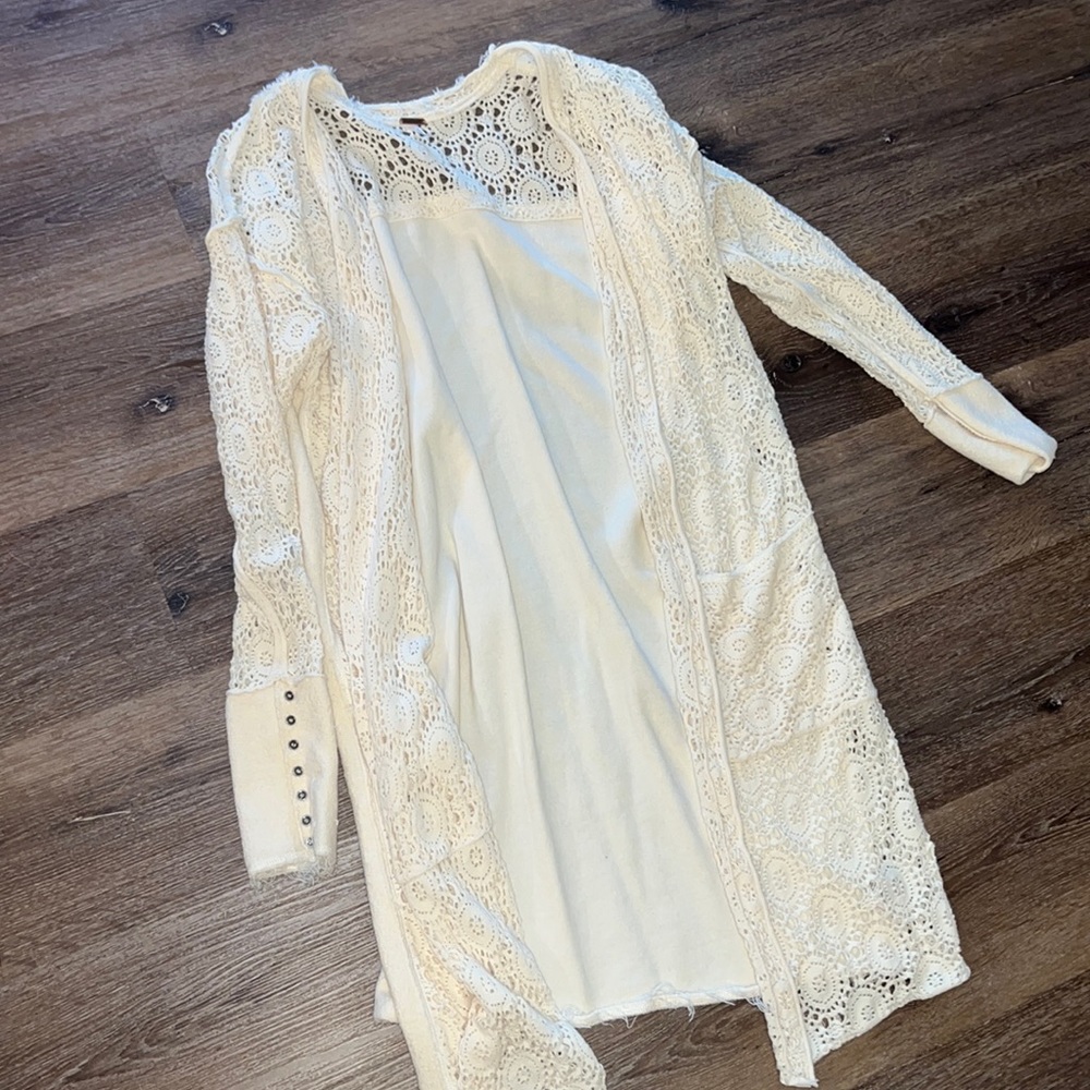 Free People ivory duster sweater